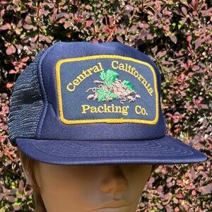 Vintage 80s 90s Central California Packing Co. trucker mesh snapback cap hat